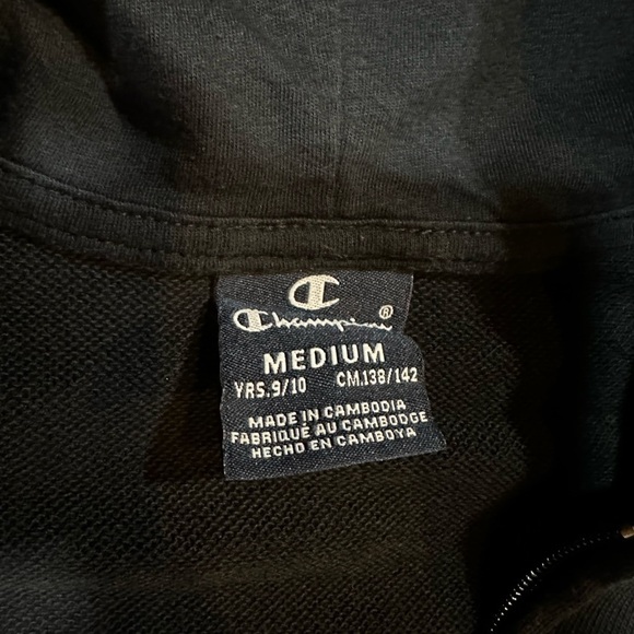 Champion Kid's Youth Black Full Zip Hooded Jacket Size Medium 9/10 - Picture 4 of 7